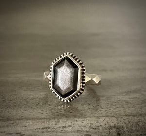 Silver Sheen Obsidian Ring