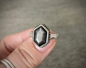 Silver Sheen Obsidian Ring