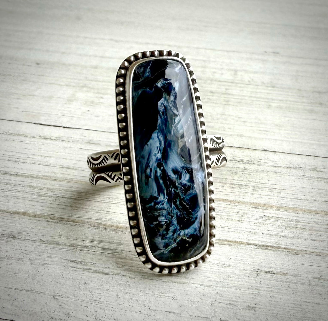 Pietersite Hand Stamped Ring