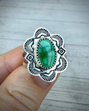Load image into Gallery viewer, Hand Stamped Emerald Valley Turquoise Ring