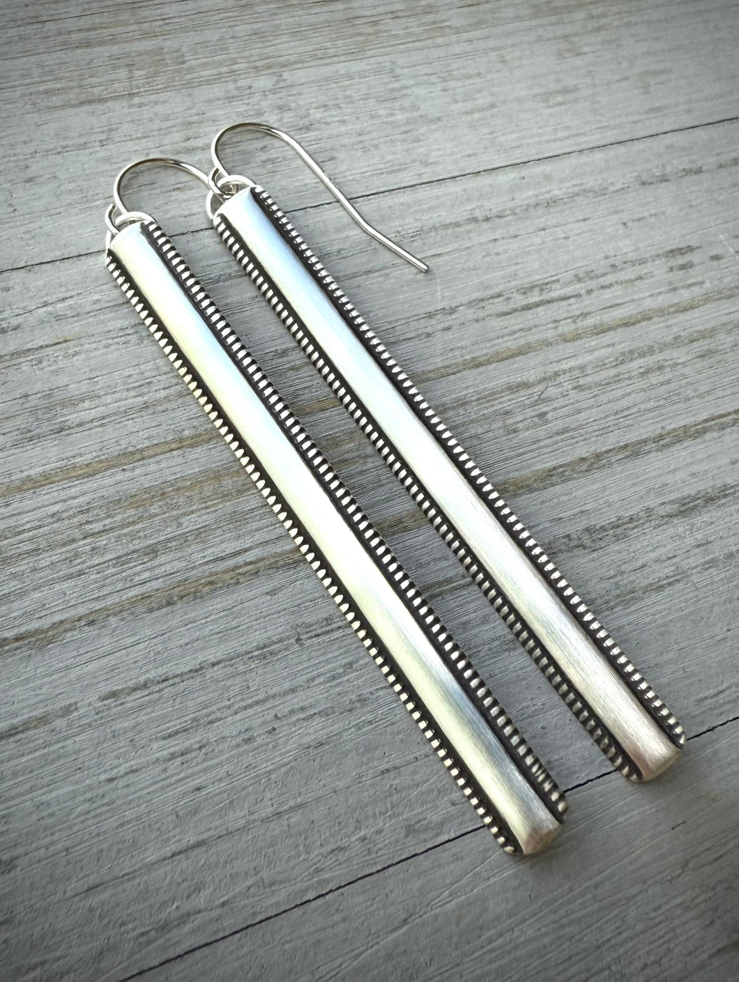 Reserved: Notched Bar Earrings