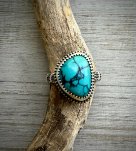 Hand Stamped Turquoise Ring
