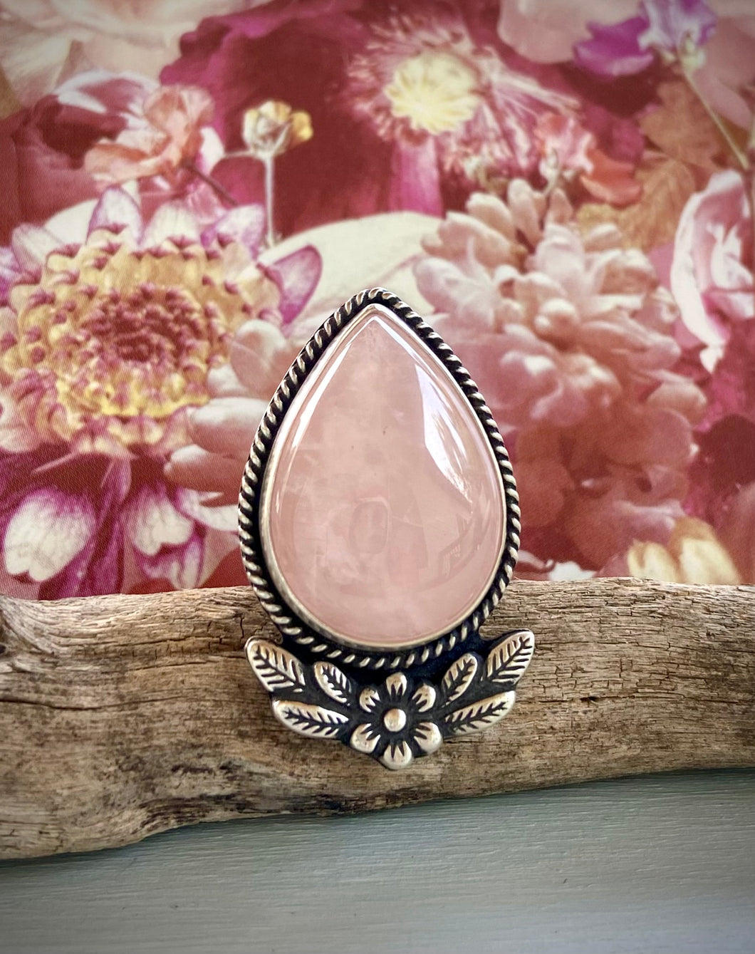 Rose Quartz Flora Ring