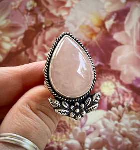 Rose Quartz Flora Ring