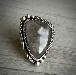 Reserved: Silver Obsidian Ring- Remainder