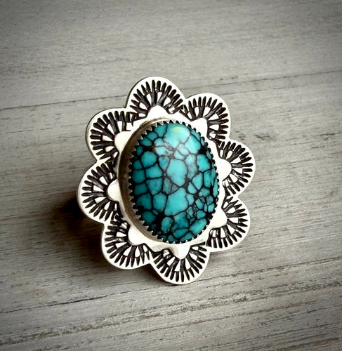 Hand Stamped Turquoise Ring