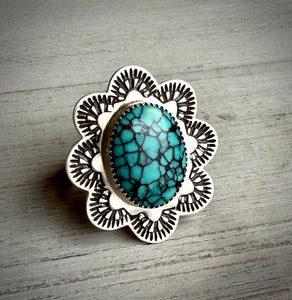 Hand Stamped Turquoise Ring