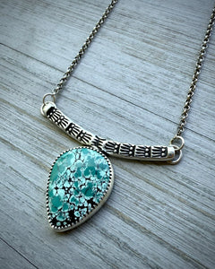 Hand Stamped Turquoise Bar Necklace
