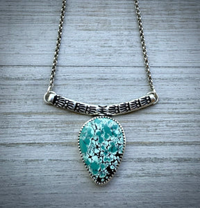 Hand Stamped Turquoise Bar Necklace