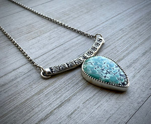 Hand Stamped Turquoise Bar Necklace