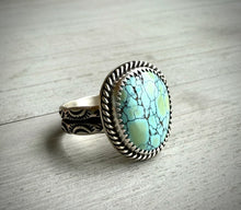 Load image into Gallery viewer, Hubei Turquoise Ring with Hand Stamped Band