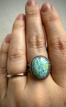 Load image into Gallery viewer, Hubei Turquoise Ring with Hand Stamped Band