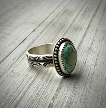 Load image into Gallery viewer, Hubei Turquoise Ring with Hand Stamped Band