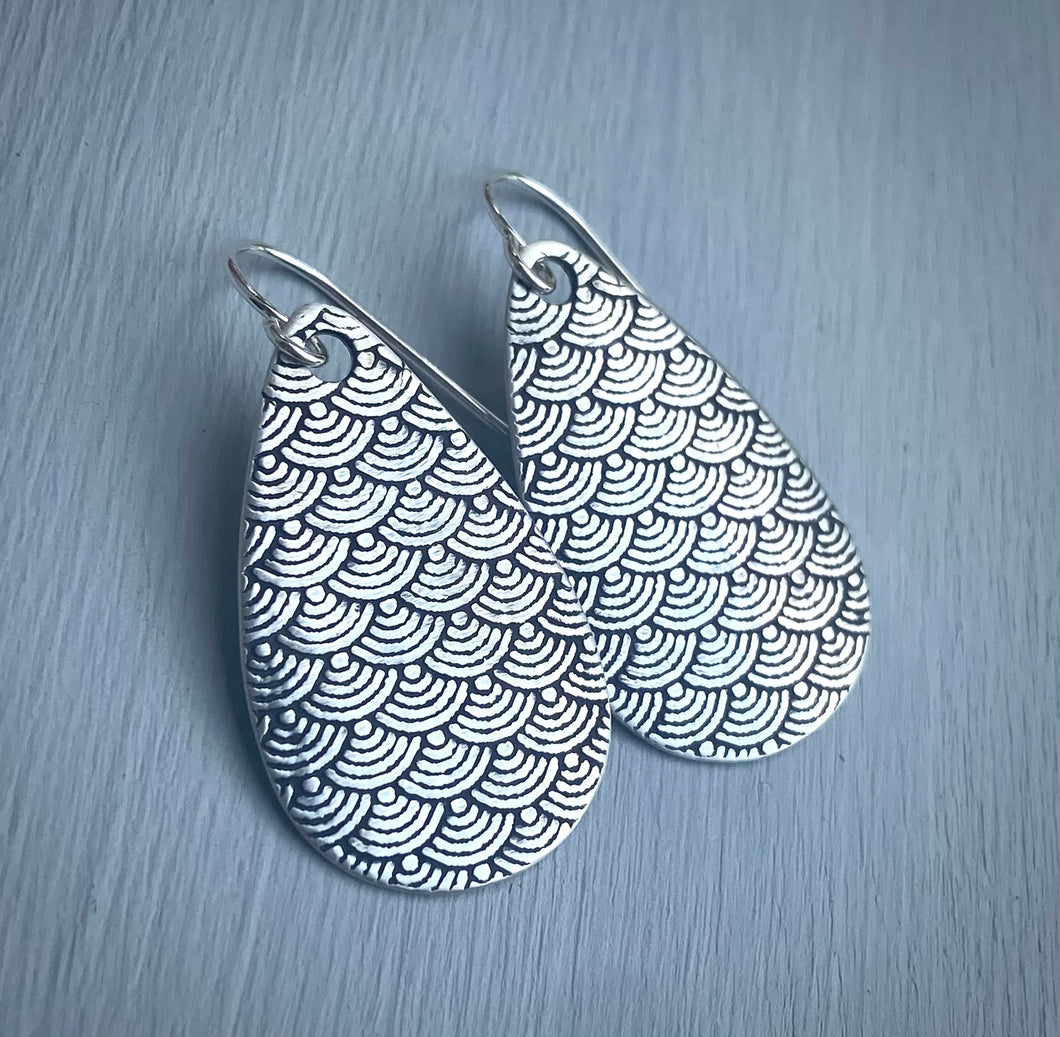 Dragon Scale Silver Earrings