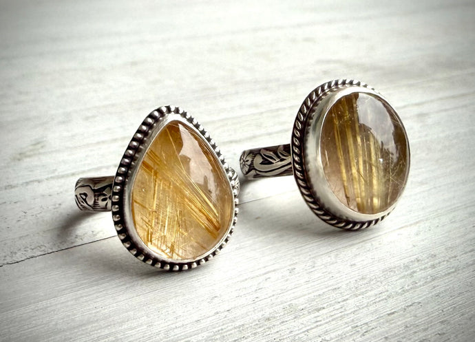 Golden Rutilated Quartz Ring