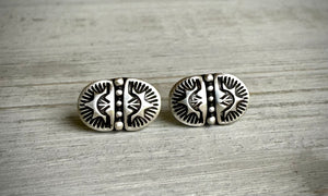 Hand Stamped Stud Earrings