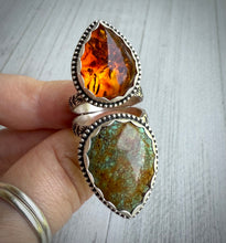 Load image into Gallery viewer, Amber &amp; Turquoise Split Ring