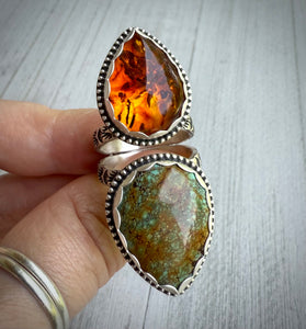 Amber & Turquoise Split Ring