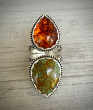 Load image into Gallery viewer, Amber &amp; Turquoise Split Ring