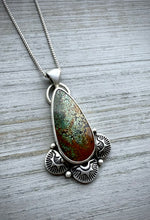 Load image into Gallery viewer, Hand Stamped Sunburst Turquoise Pendant