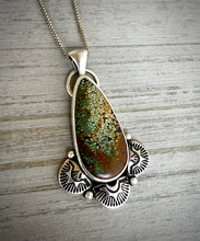 Load image into Gallery viewer, Hand Stamped Sunburst Turquoise Pendant
