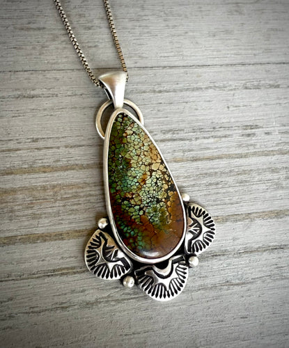 Hand Stamped Sunburst Turquoise Pendant