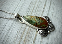 Load image into Gallery viewer, Hand Stamped Sunburst Turquoise Pendant