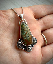 Load image into Gallery viewer, Hand Stamped Sunburst Turquoise Pendant
