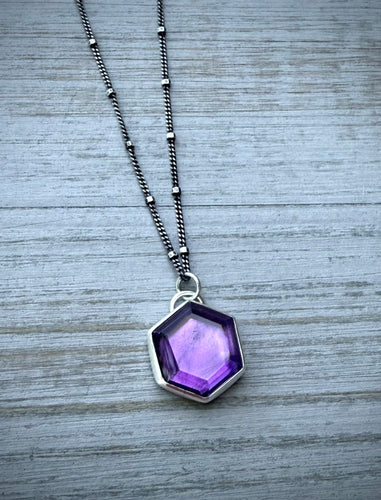 Amethyst Hexagon Necklace