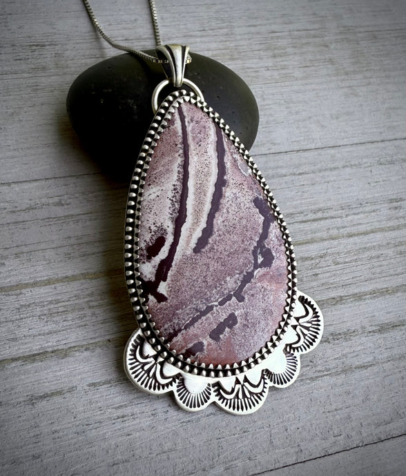 Hand Stamped Sonoran Dendritic Rhyolite Pendant