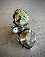Load image into Gallery viewer, Turquoise &amp; Pyrite Double Stoned Split Ring