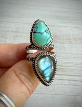 Load image into Gallery viewer, Labradorite &amp; Turquoise Double Stoned Ring