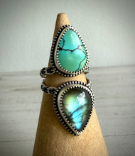 Load image into Gallery viewer, Labradorite &amp; Turquoise Double Stoned Ring