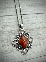 Load image into Gallery viewer, Hand Stamped Confetti Sunstone Pendant