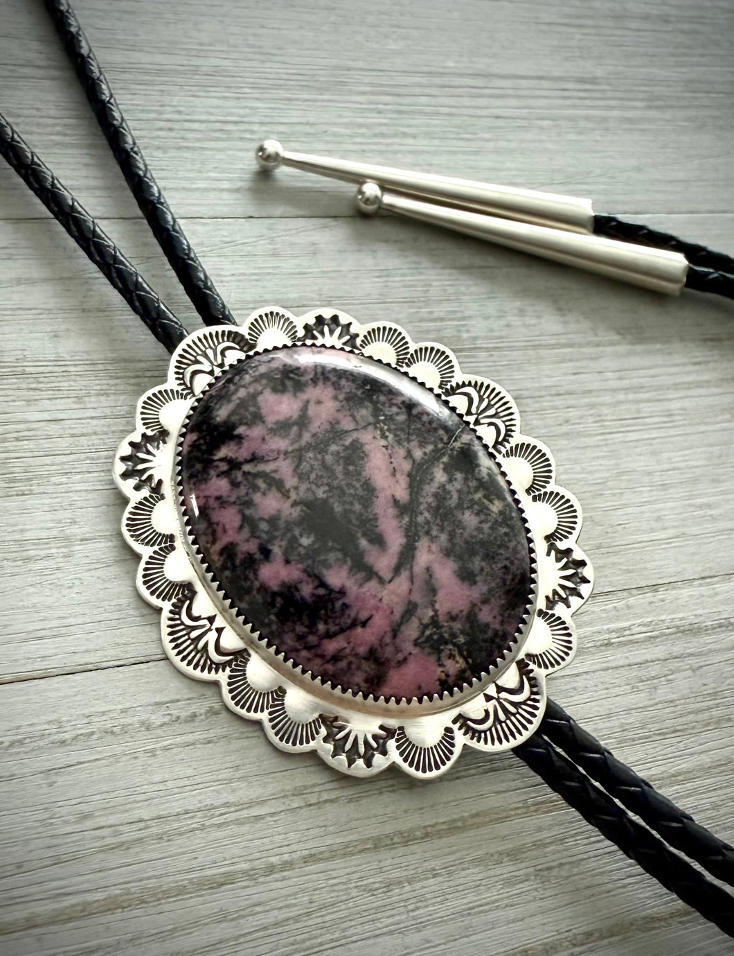 Reserved: Custom Rhodonite Bolo Tie