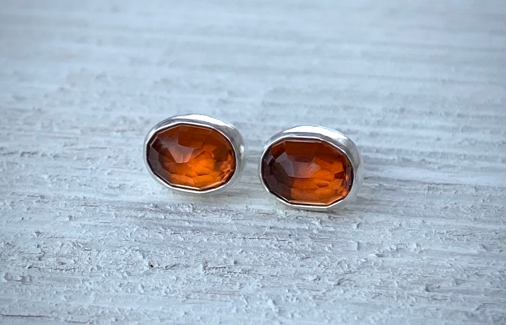 Spessartine Orange Garnet Stud Earrings