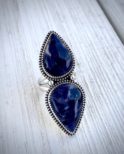 Double Teardrop Sodalite Ring (sz. 8.5 )