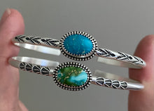 Load image into Gallery viewer, Hand Stamped Sonoran Mountain Turquoise Cuff