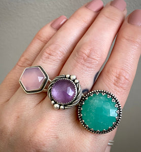 Rose Chalcedony Hex Ring