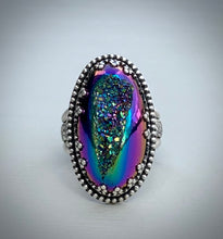 Load image into Gallery viewer, Rainbow Titanium Druzy Ring
