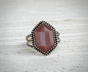 Pink Moonstone Elongated Hex Ring
