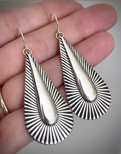 Grooved Burst Teardrop Earrings