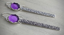 Load image into Gallery viewer, Stoned Amethyst Bar Earrings
