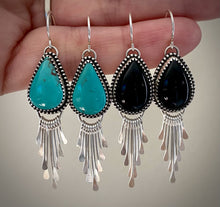 Load image into Gallery viewer, Black Agate Fringe Earrings