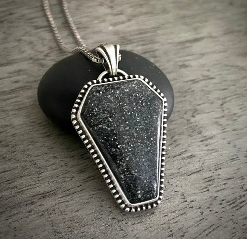 Midnight Quartz Coffin Pendant