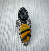 Load image into Gallery viewer, Bumblebee Jasper &amp; Gold Sheen Obsidian Ring