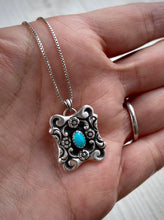 Load image into Gallery viewer, Kingman Turquoise Antique Floral Pendant
