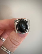 Load image into Gallery viewer, Black Star Diopside Skull Ring