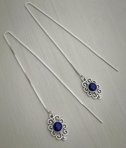 Lapis Lazuli Threader Earrings