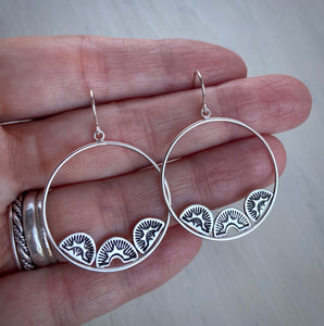 Hand Stamped Sunrise Hoops
